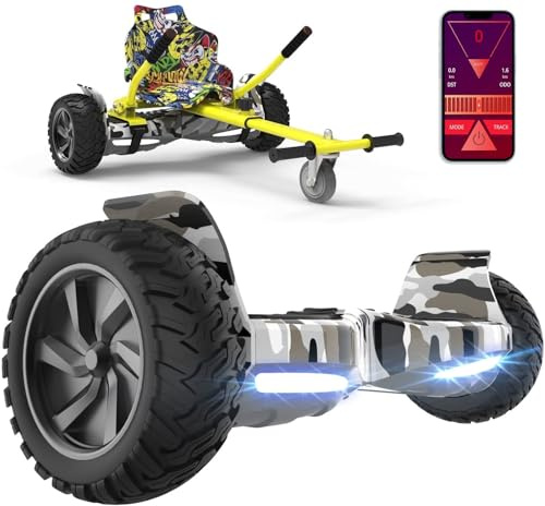 GeekMe Hoverboards mit Sitz,8.5 All-Terrain mit leistungsstarkem Motor APP Bluetooth eingebaut + Hoverkart Zubehör für s Hoverboards