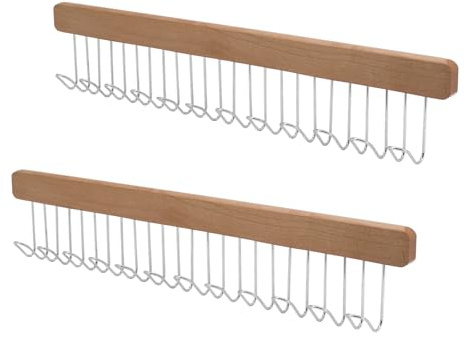 Beowanzk 2 Pack Tie Hanger for Wardrobe with 8 or 12 Hooks, Pull-Out Tie Rack, Belt Hanger for Hanging Belts, Ties, Scarves, Underwear, Hats (12 Hooks)