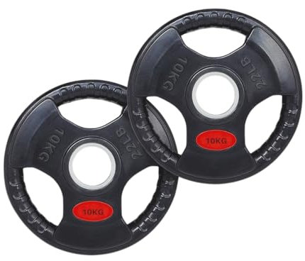PH Fitness Olympische Gusseisen Gummi Tri Griff Hantelscheibe Set - 50 mm für alle Krafttrainingsgeräte Hanteln & Hantelstangen für Ihr Home Gym-Set 2er Set (Set 10 KG - 2 x 10 kg)