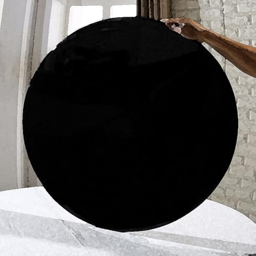 HAEKEBC Tischplatte Aus Schwarzem Glas 50cm 60cm 70cm Runde Tischplatte Aus Gehärtetem Glas, Esstisch Glasplatte, Couchtisch Ersatz-Tischplatte(44cm-17.3in)