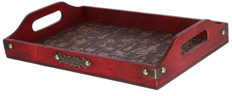 Cabilock Plateau Rectangulaire en Bois de Style Chinois Antique, Plateau à Thé Léger et Facile à Transporter, pour Ranger des Desserts Lors de Fêtes