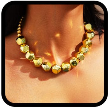 Handcess Chunky Halskette Gold Punk Perlen Halsketten Dicke Halskette Kette für Frauen