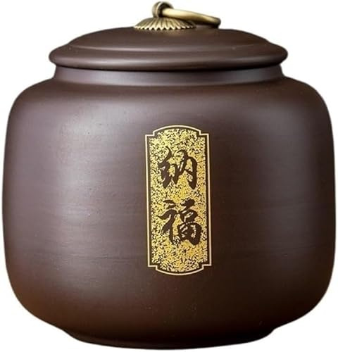 ERERE Tea Jar,Tea Caddy Tins,Ceramic Storage Canister, Purple Clay Bulk Tea Storage Jar,Chinese Tea Set Single Jar Tea Organizer