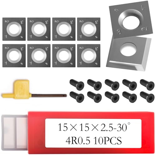 15mm Square Carbide Inserts Cutters 4 Corners 0.5 Radius for Spiral Helical Planer Head Woodturning Lathe Tools Carpentry Tools