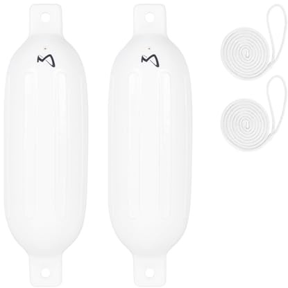 Mesle Fender Boot Dura 2er Set mit Leine, ø 11 cm | 40 cm lang, Langfender aufblasbar, Bootsfender, Fender Schiff Yacht Schlauchboot