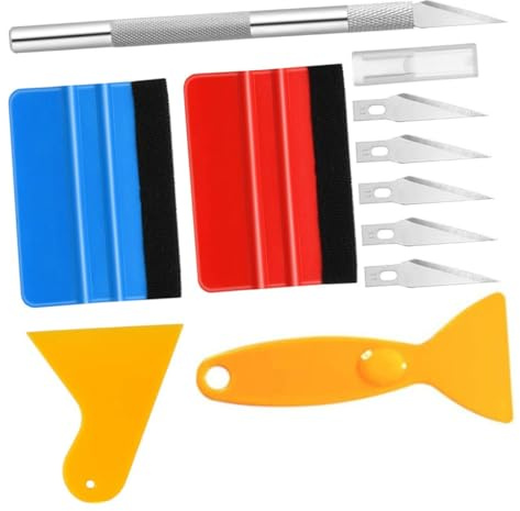VINTORKY Kit Outils pour Film Teinté Voiture Outil Emballage Vinyle Kit Emballage pour Vitres Véhicule