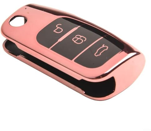 TPU-Autoschlüssel-Hülle für Ford, passend für Fiesta, Focus, Mondeo, schützt vor täglichen Schäden und Wasser (Rosa)