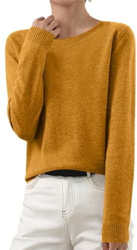 HAOLEI 2025 Jersey Mujer Otoño e Invierno Cuello Redondo Sueter Mujer Manga Larga Casual Jerséis Basico de Punto Casual Color Sólido Jerseys Sueltos Cómoda Blusa Versátil Pullover Tops Women Sweater