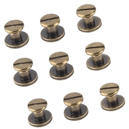 Brass Leather Rivets, Copper Screws with Nuts Kit, 20pcs Set for Luggage, Clothes Repair and Crafting (0.2 inch)