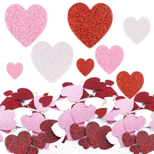 300 piezas pegatinas de espuma en forma de corazón para decoración de San Valentín, bodas, álbumes de recortes, manualidades y paredes de fotos, color: rojo, rosa y blanco