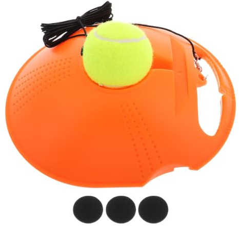Entraîneur de Tennis Individuel, Kit 1 Set avec Corde et Balles de Rebond | Base Stable en Plastique et Caoutchouc, Pratique Solo Auto-apprentissage, Couleur Orange, pour Entraînement Personnel
