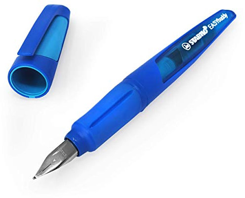 Stabilo Easy Buddy Füllfederhalter mit Ersatzmine, Starterfeder (A), blauer Schaft, blaue Tinte
