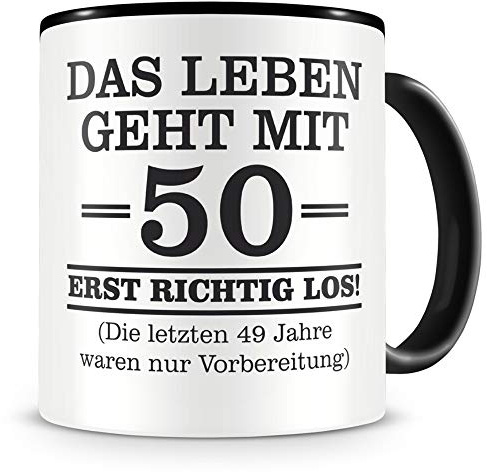 Samunshi® Tasse mit Spruch witzige Geschenke zum 50 Geburtstag Mann Frau Oma Opa Birthday Geschenkideen zum 50 Geburtstag 300ml schwarz
