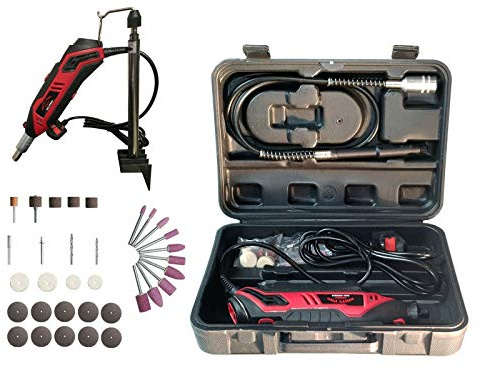 Rotary Multi Tool Kit Variable Speed 10000-35000 RPM for Cutting, Carving, Sanding, Drilling, Polishing, Routing, Sharpening, Grinding Stand and 40 Piece Accessories Pack