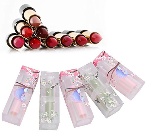 Sonew Tomt läppstiftsrör, läppbalsamrör Flaska Läppstift Förvaring Makeup Kosmetisk glansbehållare DIY läppstiftsrör (3 st rosa och 2 st gröna)