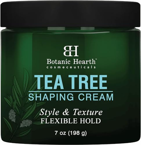 Botanic Hearth Tea Tree Shaping Cream, Hair Styling Cream With Collagen & Biotin | Style & Texture, Strong & Flexible Hold, For All Hair Types | Men And Women | Made In Usa | 7 Oz