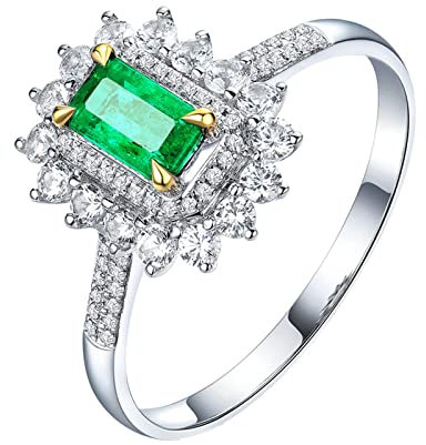 Dsnyu Weissgold 750 Verlobungsring Vorsteckring 0.5ct Labor Erstellt Smaragd Moissanite Freundschaftsringe Beste Freundin 56 (17.8)