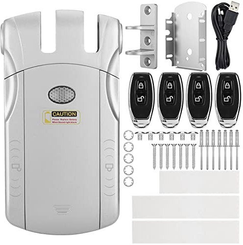 Kit de Bloqueo de Control Remoto Inalámbrico Juego de Cerradura de Puerta Inteligente Electrónica de Aleación de Zinc,3 Modos de Desbloqueo-Control Remoto y Toque Interior y Teléfono (#2)