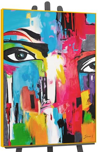 YS-Art Pop Art Abstrakt Acryl Gemälde auf Leinwand Verglaste Betrachtung handgemalt Wandbilder Wohnzimmer modern Wohndekor Bild echtes Kunstwerk 140x100 cm