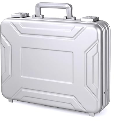 urecimy Maletín rígido para portátil de aluminio TSA combinación cerradura Flightcase extraíble joyería de espuma y reloj portátil bolsa de transporte, plata, 46X35X15.5cm