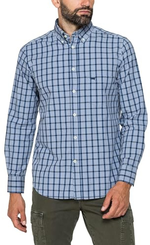 Carrera Jeans - Camicia Uomo, Fantasia a Quadretti Azzurri e Blu (XXL)