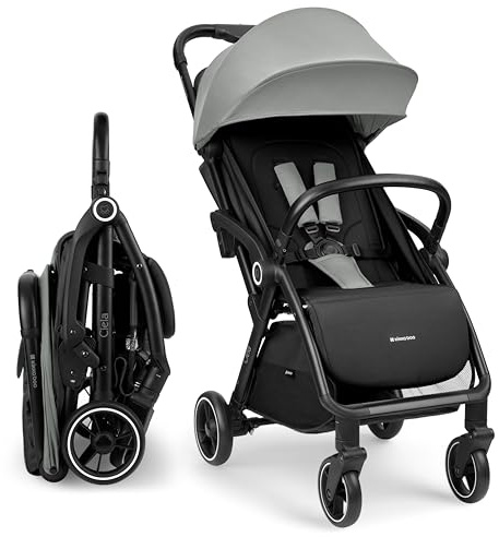 KikkaBoo Barnvagn, buggy CIELA, barnvagn upp till 22 kg, automatisk hopfällning, justerbart ryggstöd, låg vikt, kompakt, kabinstorlek, grå