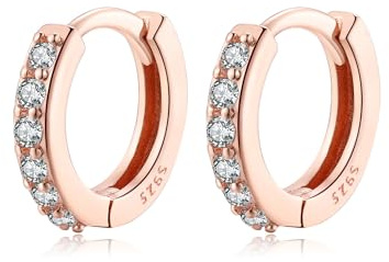 Creolen Ohrringe Silber 925 für Damen Zirkonia Klein Creolen Hypoallergen Ohrringe Kreolen