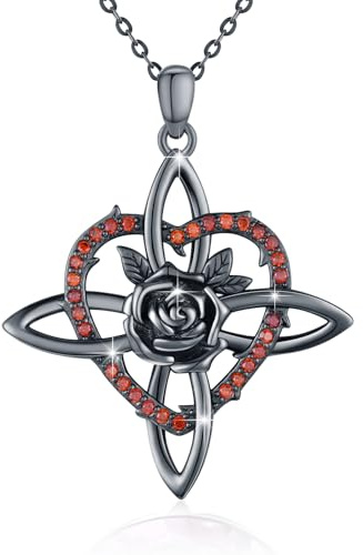 Waysles Gothic Halskette 925 Sterling Silber Verstellbar Gotik Anhänger Mystischer Dunkler Schmuck Geschenk für Frauen Halloween Party Accessoire