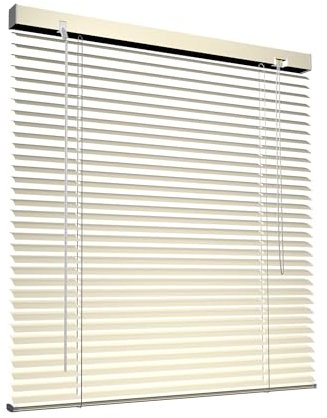 Victoria M. Aluminium Jalousie für Fenster nach Maß in Farbe Creme (Produktfarbe entspricht der angepassten Lamellenfarbe), Breite 55 cm bis 150 cm, Farbe und Höhe nach Wahl