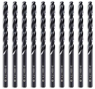 DelitonGude 4.2mm HSS M35 Cobalt Twist Drill Bits for Metals | 10pcs,Round Shank Suitable for Steel,Stinless Steels,Cast Iron and Other Metals