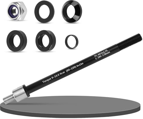 Rhyhome Steckachse Fahrradanhänger, M12 160-178 mm Steckachse, Fahrradanhänger Kupplung, Steckachse kompatibel mit den meisten Fahrradanhänger kupplungen (M12 x 1.75)
