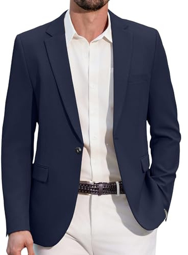 COOFANDY Herren Sakko Sportlich Blazer 1 Knopf Freizeit Sakko Jackett Sportsakko Anzugjacke für Männer Business Casual Dunkelblau 3XL