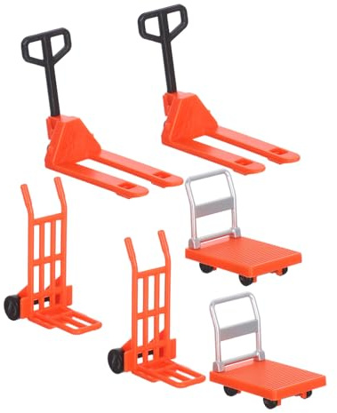 POPETPOP Giocattoli Miniatura Veicoli da Costruzione con Carrello Elevatore e Transpallet in Sicura per Arancioni Educativo e Resistente per Apprendimento Traffico e Strade