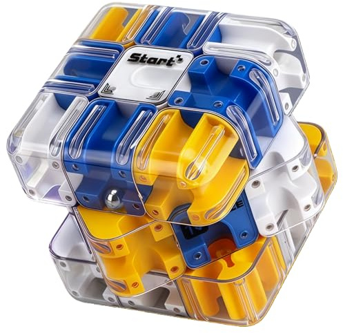 3D Rolling Ball Maze Cube,3D Maze Cube for Improve Spatial Recognition and Cultivate Logical Thinking,Large Labyrinth Puzzles Cube to Engaging Brain Teaser Toy (Blue)