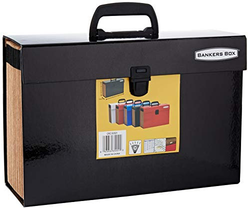 Bankers Box Fächermappe Handifile, mit Tragegriff und Schnalle, 19 Fächer, inkl. Registeretiketten, Farbe: schwarz, 1 Stück