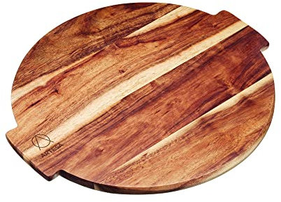 Artesà Lazy Susan Plato Giratorio de Madera, Bandeja Giratoria Grande para Servir Sushi y Aperitivos, Tabla de Pizza Ideal para Cenas, Comidas Familiares y Eventos, 39 x 35 cm - Madera Natural