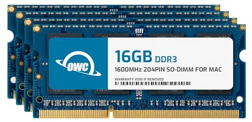 OWC Memoria RAM da 64 GB (4 x 16 GB) PC12800 DDR3 1600 MHz SO-DIMM compatibile con modelli iMac 2015 (Late) 27 w/Retina 5K e PC compatibili (OWC1600DDR3S64S)