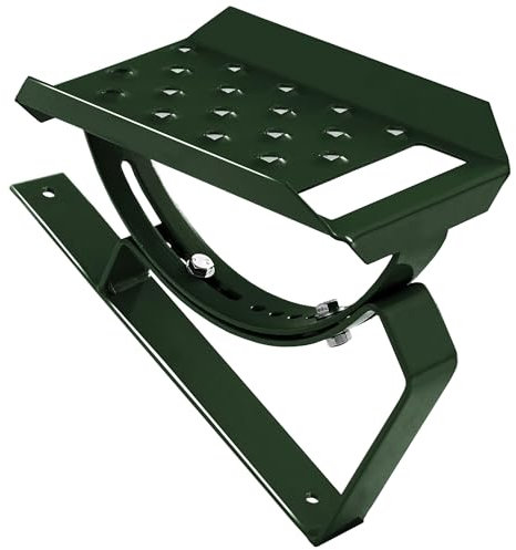 Einzelltritt Dachtritt Steigtritt Podest 25cm Komplett für Plattdach Trapezblech (RAL 6020 - Dunkelgrün)