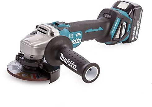 Makita DGA463RTJ 18V Li-Ion LXT Brushless 115mm Angle Grinder Complete with 2 x 5.0 Ah Li-Ion Batteries and Charger, Supplied in A Makpac Case