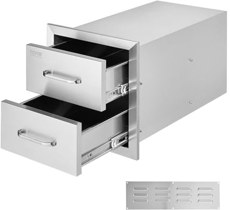 VEVOR Outdoor Kitchen Drawers 14W x 14.3H x 23D Stainless Steel