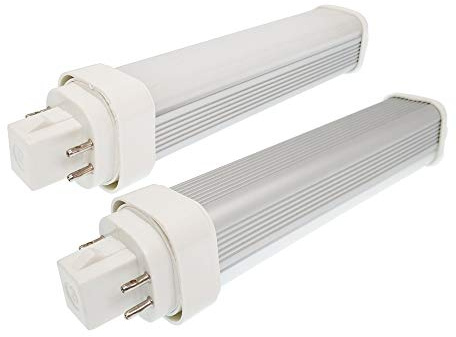 E-Simpo 2pcs G24Q 4pin LED Light Bulb 11W G24Q-2 G24Q-3 Plug in PL-C 26W CFL Equivalent 180D Horizontal Recessed Retrofit LED 1200lm Frosted (Need Remove Ballast)(Warm White, G24Q Base 4-Pin 15mm)