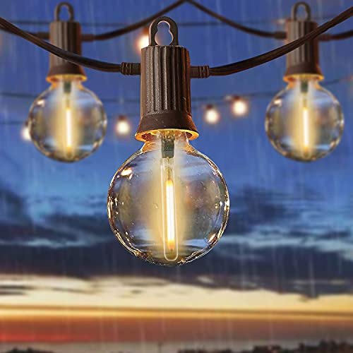 ZOTOYI 100Ft Outdoor String Lights LED Mains Powered, Waterproof IP65 G40 Globe String Lights with 40+2 Plastic Bulbs(2 Spare), Shatterproof Garden Lights for Balcony, Bistro, Wedding, WarmWhite