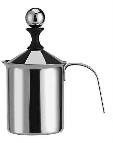 Mousseur à lait portable en acier inoxydable Double café Cappuccino mousseur crémier manuel mousseur à lait 400ML/800ML(400ml)