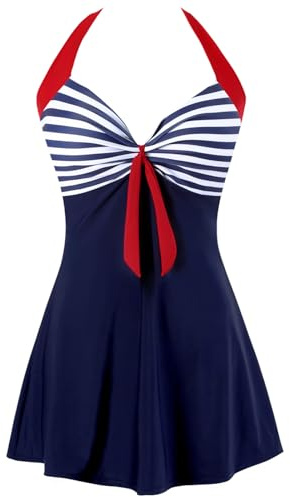 Sixyotie Women's Plus Size Swimsuit One Piece Swim Dress with Skirt Tummy Control Swimwear