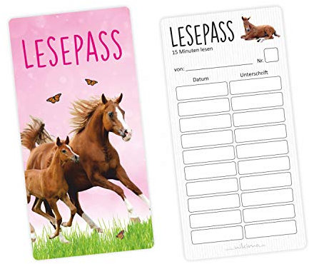 Lesepass Pferde Lesezeichen zum lesen üben Grundschule - Anzahl 25 Stück