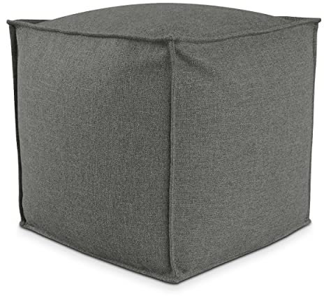 Deshome - Sitzhocker Sitzpouf Pouf 50x50x50 cm mit abnehmbarem Polster für Innen- und Außenbereich: Sitzpouf Design für Sofa, Wohnzimmer, Schlafzimmer, Sitzhocker, Light Pouf Grau braun