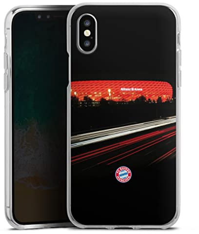 Silikon Hülle kompatibel mit Apple iPhone X Case transparent Handyhülle FC Bayern München FCB Stadion
