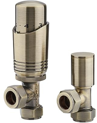 Sandy Beach Anthrazit Heizkörperventil, Messing Heizkörperthermostatventil mit Lockshield Ventil (15mm)