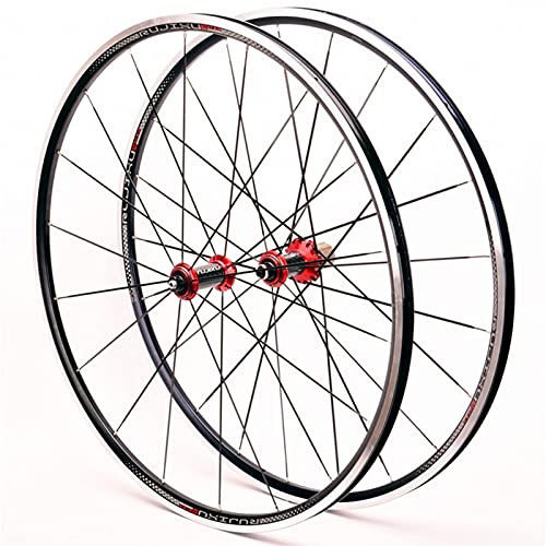 RUJIXU Rennrad Laufradsatz 700c Carbon-Nabe Felge/V-Bremse Schnelle Veröffentlichung Für 7 8 9 10 11-Fach Kassette 1548g Cruiser-Fahrradräder (Color : Red hud, Size : 700C)