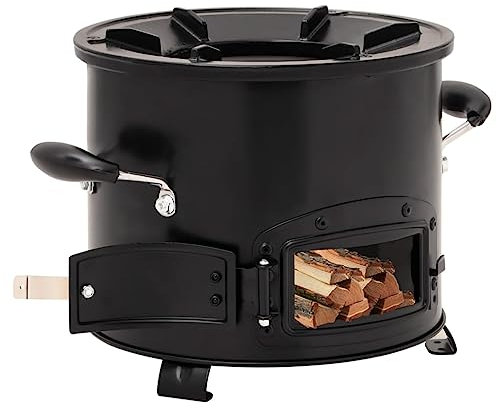Home & Garden mit Camping-Holzofen, schwarz, 36 x 26 x 22,5 cm, Metall